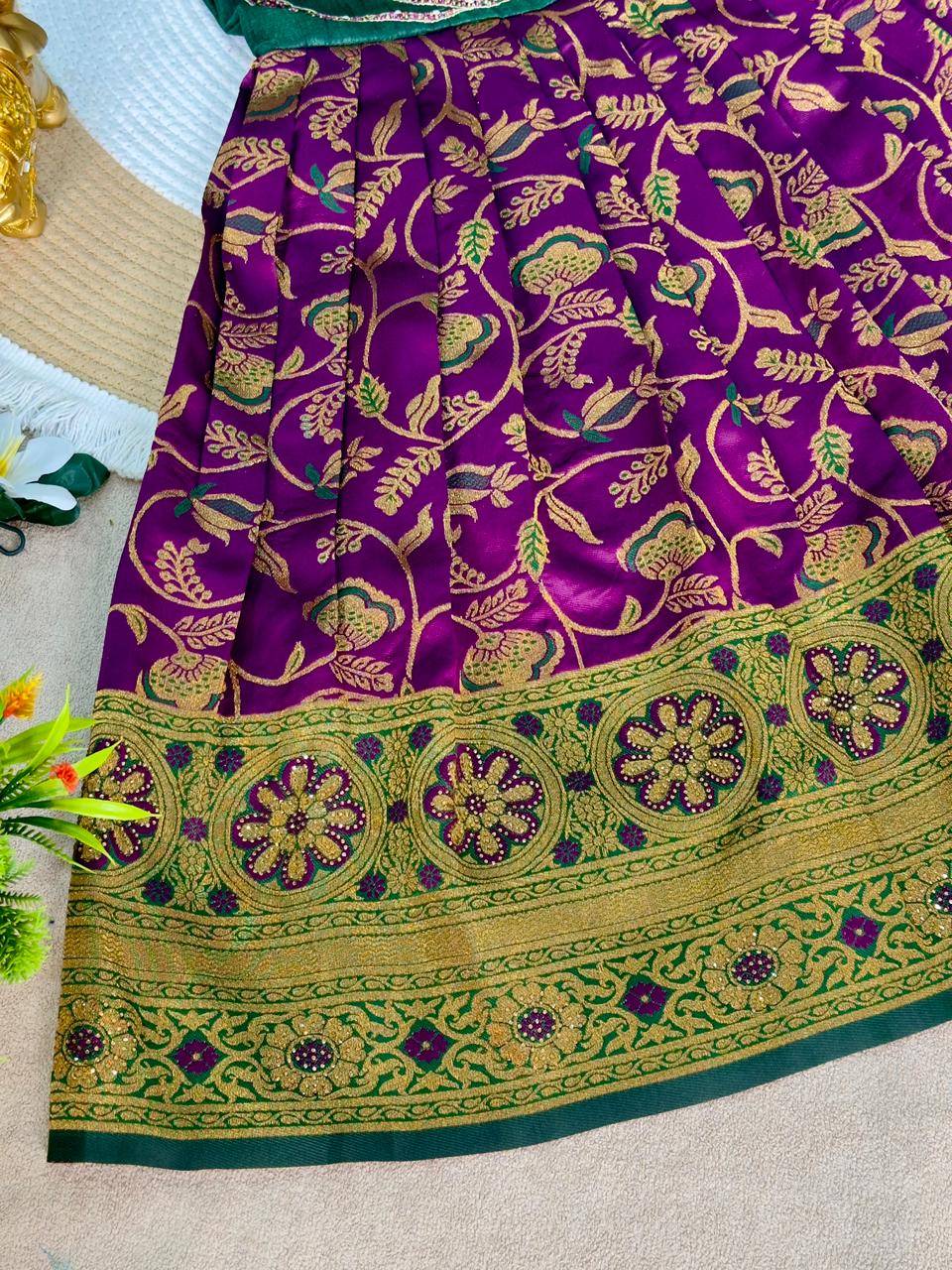 Lotus Frock Jaquard Silk Purple Bulk kids wear suppliers